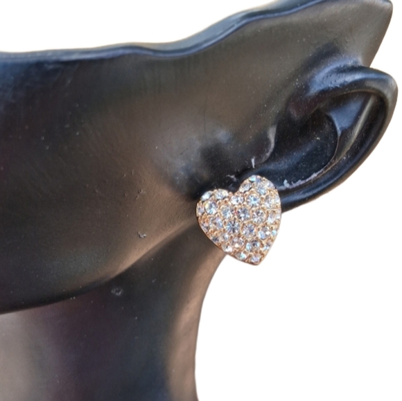 Authentic Swarovski Pave Crystal Heart Stud Earrings - Picture 1 of 6
